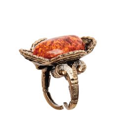 AM-2675 Кольцо «Марго» (латунь, янтарь)