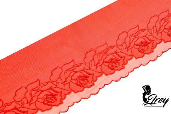 05-153 Вышивка на неэл. сетке двухслойная 18 см, Розы, красный (правая)