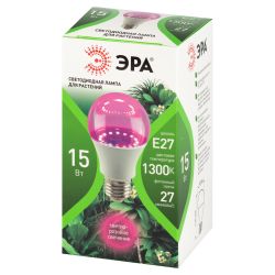 Фитолампа для растений светодиодная ЭРА GREEN LINE ФИТО A60-15W-PL-E27-GR красно-синего спектра 15 Вт Е27