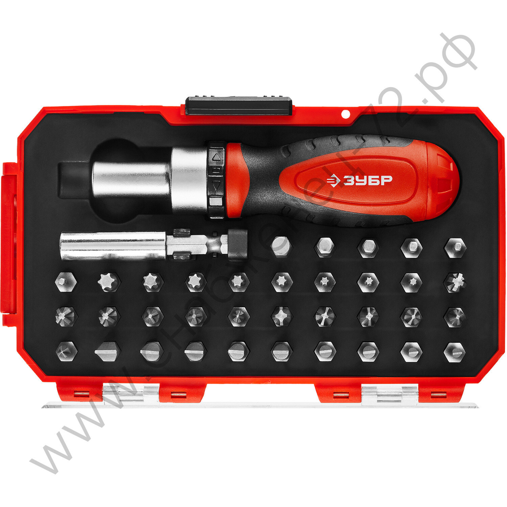 ЗУБР Компакт-37 37 предм., Реверсивная отвертка с насадками (25164-H37)