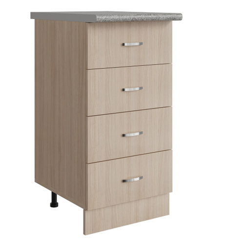 Стол разделочный 40 венге светлое (дуб млечный) (4 ящика), столешница гранит пёстрый