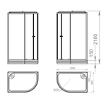 Душевая кабина DomaniSpa Delight128 Slim L 1200*800*2180, низкий поддон, сатин матированное стекло, задняя белая стеклянная панель, без электрики