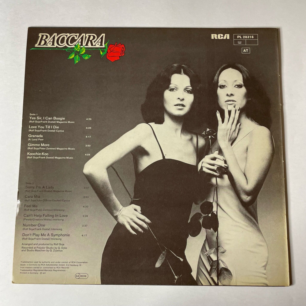 Винтажная виниловая пластинка LP Baccara (Germany 1977) Yes Sir, I Can Boogie