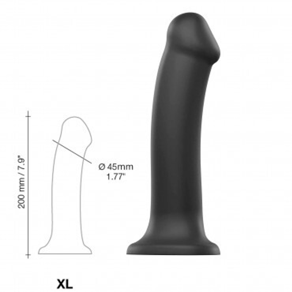 Фаллоимитатор Strap-On-Me Dildo Dual Density Semi-Realistic гнущийся, черный XL, 20 см