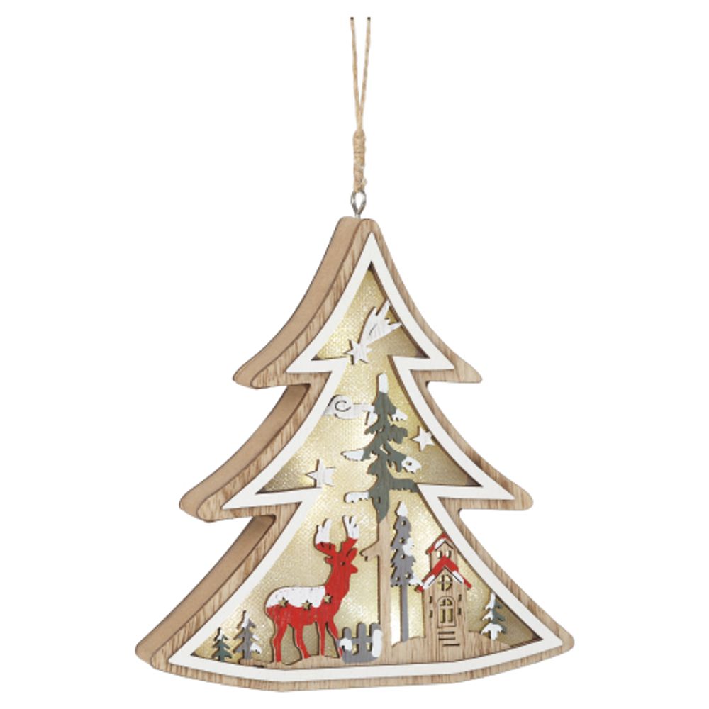 Светильник ЭРА ENGDS-17 новогодний светодиодный Ёлочка подвесной 14 см 3*ААА | Фигуры