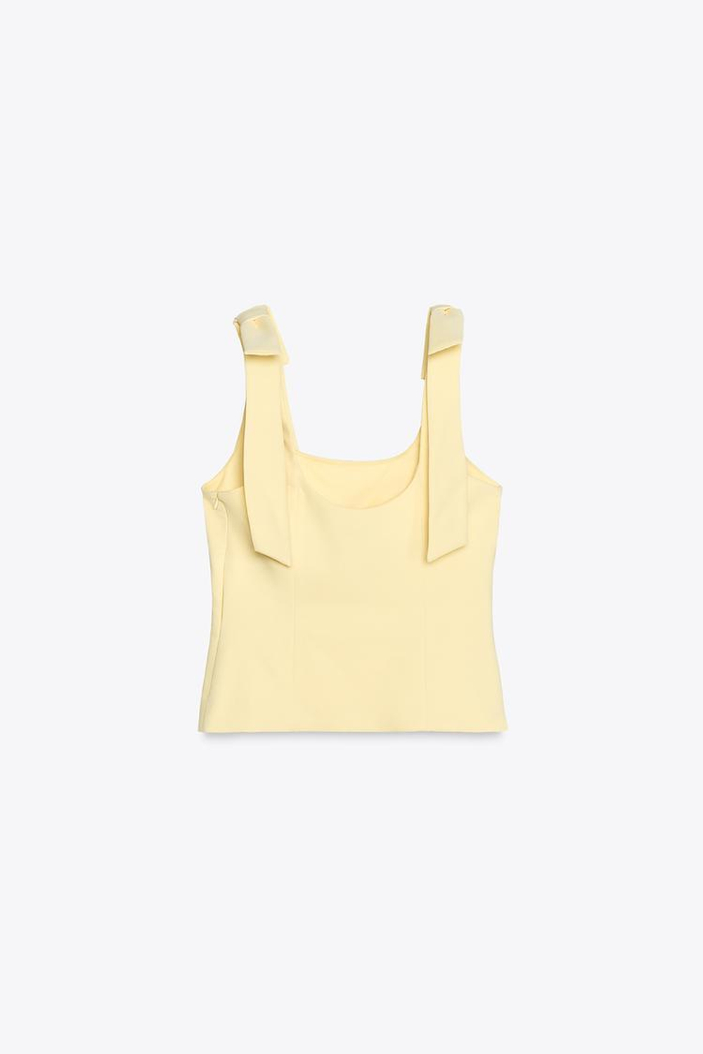 ZARA ТОП ИЗ ЭЛАСТИЧНОЙ ТАКНИ С БАНТАМИ, СВЕТЛО-ЖЕЛТЫЙ