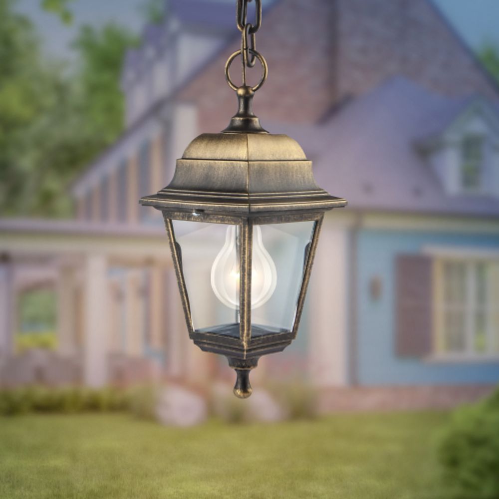 Садово-парковый светильник ЭРА НСУ 04-60-001 бронза 4 гранный подвесной IP44 Е27 max60Вт | Садово-парковые светильники