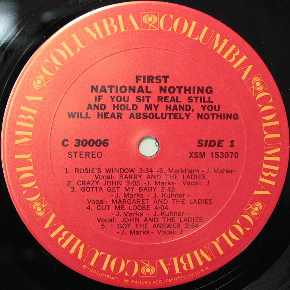 1st National Nothing / If You Sit Real Still And Hold My Hand, You Will Hear Absolutely Nothing (LP)
