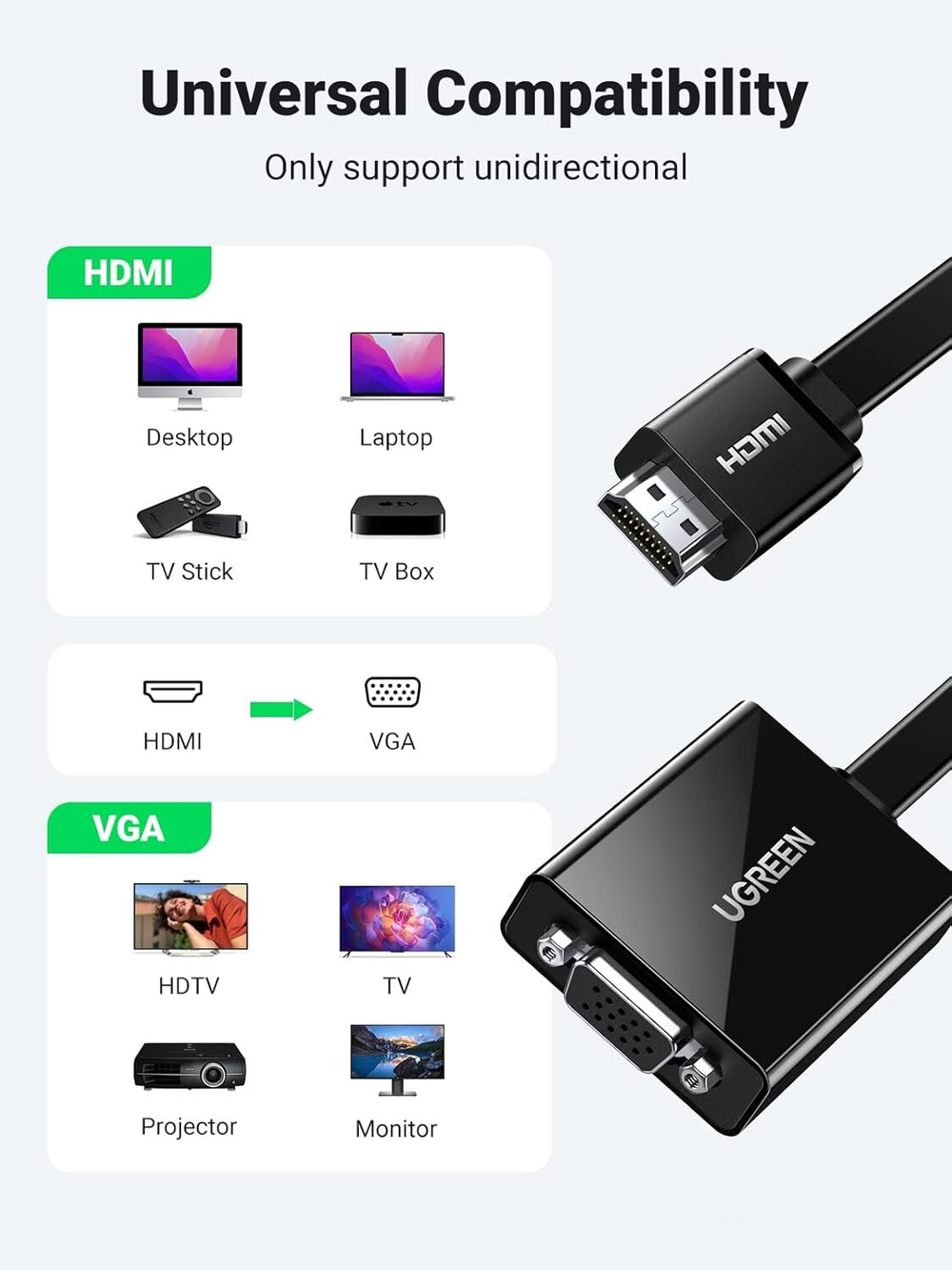 Конвертер HDMI на VGA Adapter UGREEN 40248