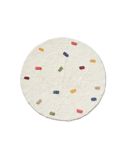 Круглый ковер Epifania из белого хлопка с разноцветными точками, Ø 100 см