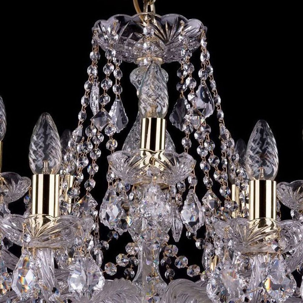 Подвесная люстра Bohemia Ivele Crystal 1413 1413/10+5/300/G/Leafs