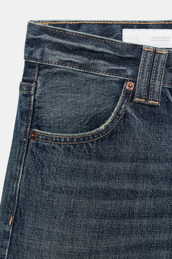 ZARA ДЖИНСЫ TRF ПРЯМОГО КРОЯ С НИЗКОЙ ПОСАДКОЙ, МОРСКОЙ СИНИЙ