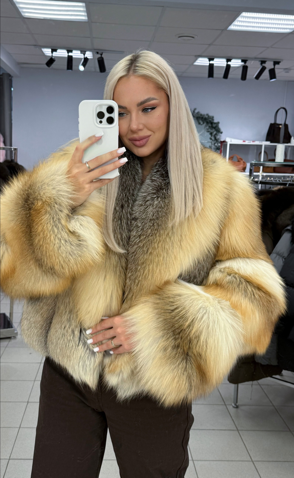 Шуба - кроп из лисы GOLDEN FOX 45см