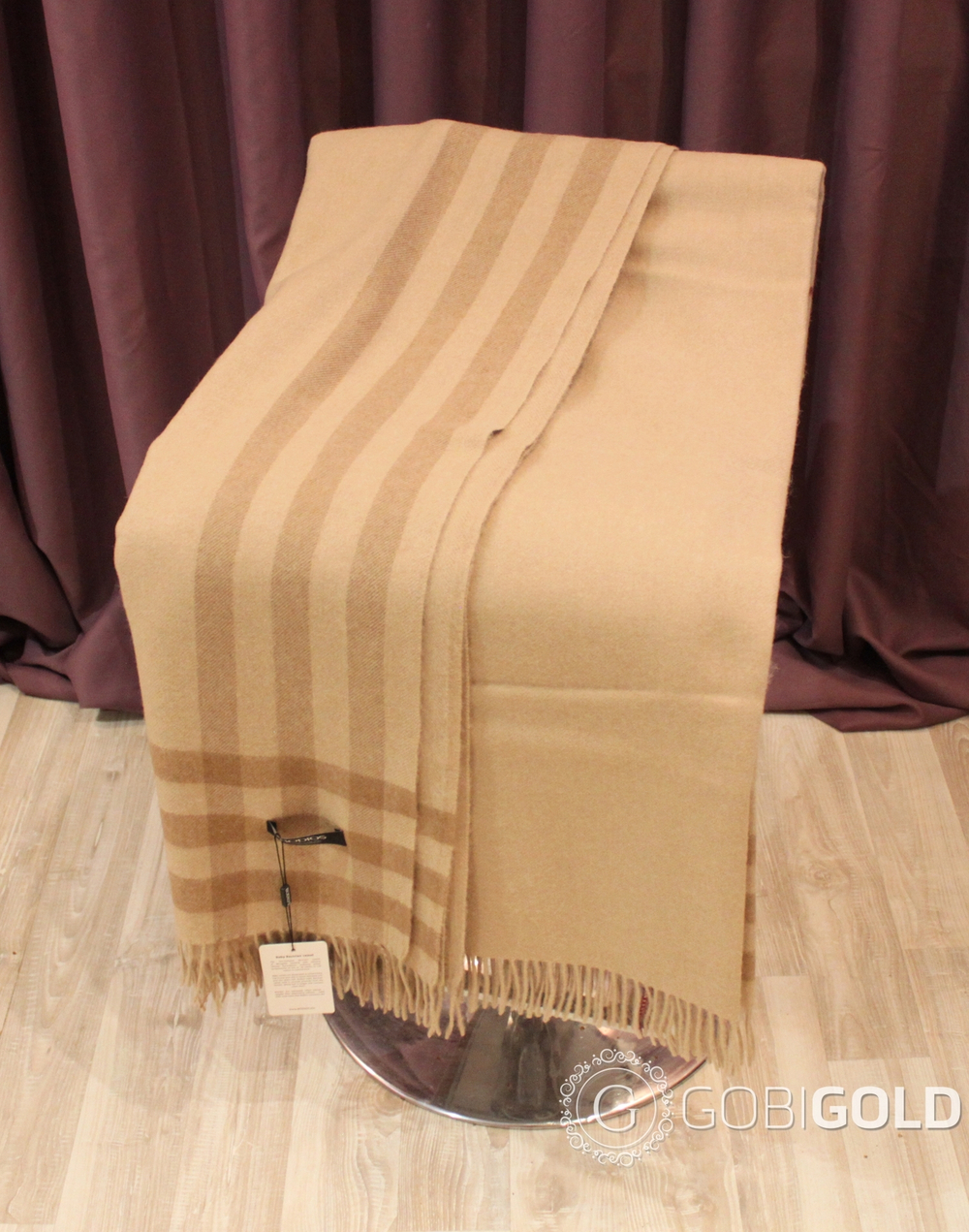 Плед из 100% шерсти молодого верблюжонка 150x200 см. (BODIOS) - полоса