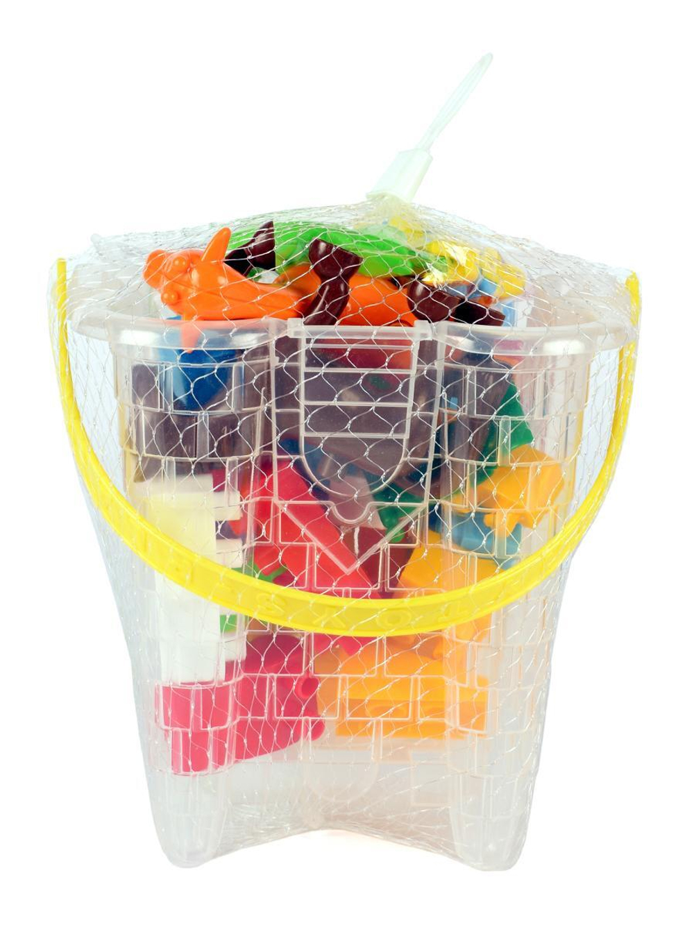 Конструктор в ведерке "Замок" BLOCKS. Артикул Арт.№076 (в наборе 76 деталей конструктора, ведро, кры