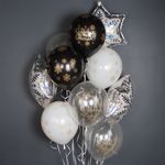 Шар (19"/48 см) Фигура, Снежинка, Серебро, Голография 1 шт.