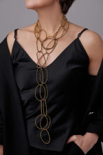 Лариат Венера круги из золотого венецианского бисера