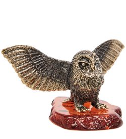 Народные промыслы AM-1250 Фигурка «Сова Хэдвиг» (латунь, янтарь)