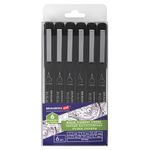 Капиллярные ручки линеры 6 шт. черные, 0,2/0,25/0,3/0,35/0,45/0,7 мм, BRAUBERG ART CLASSIC, 143942