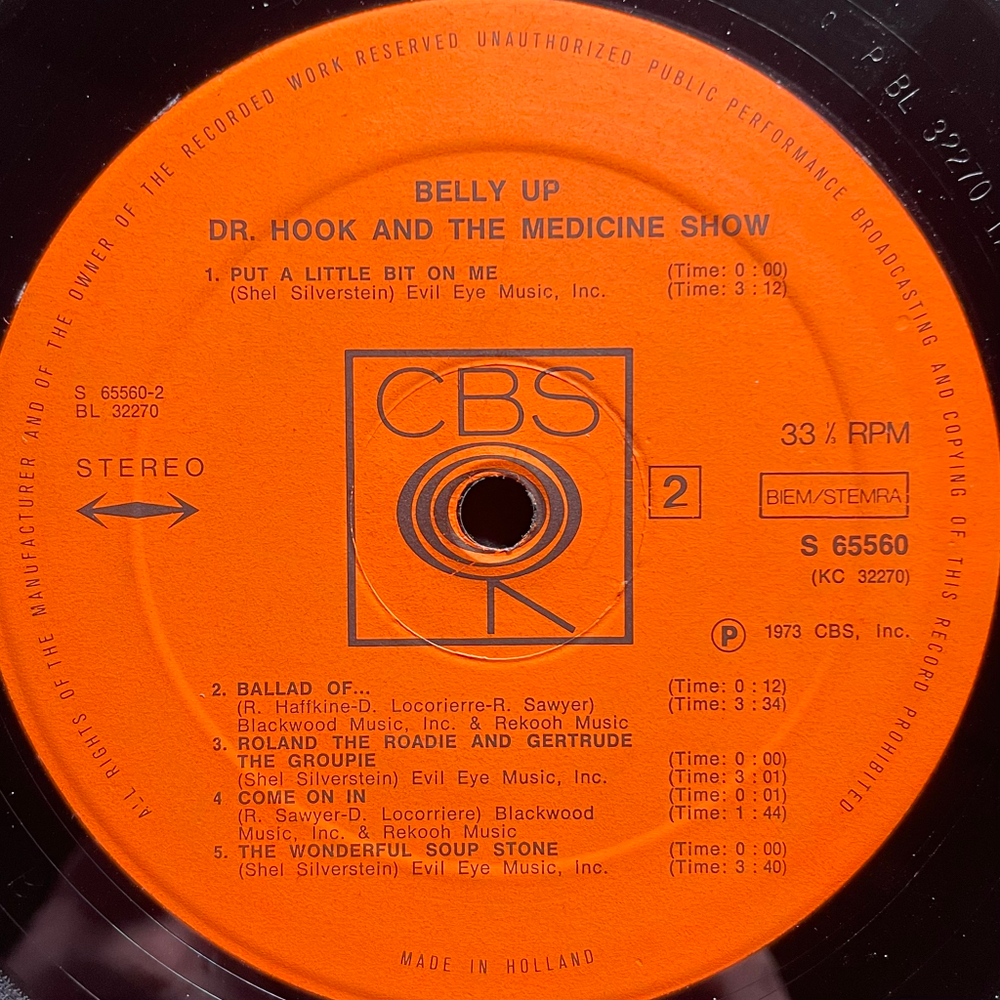 Dr. Hook & The Medicine Show ‎– Belly Up (Голландия 1973г.)