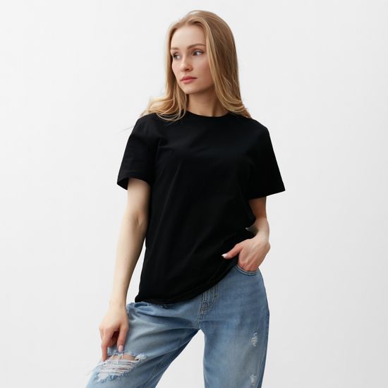 Купить женскую футболку из хлопка цвет  чёрный недорого