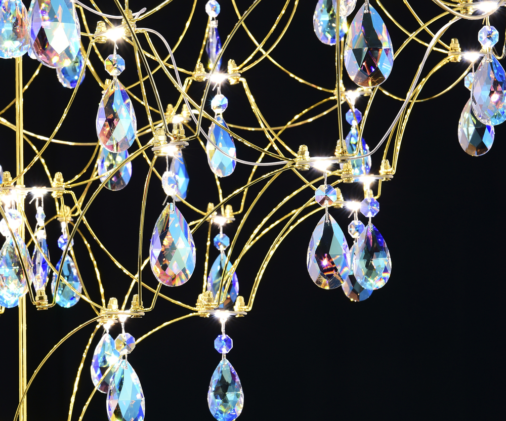 Подвесная люстра светодиодная с пультом и хрустальными подвесками K9 MyFar Allegria MR2642-66P-50СD