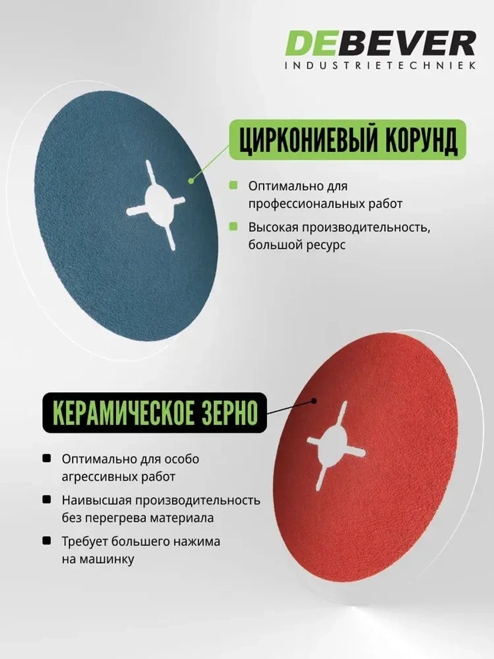 Фибровый шлифовальный круг по металлу DEBEVER 125 мм P24 (со шлицами), циркониевый корунд, 5 шт