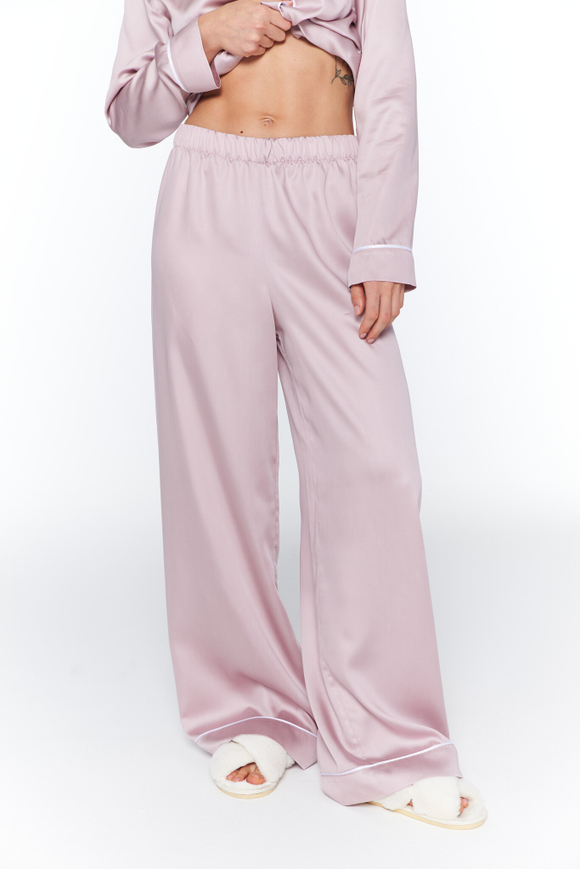 Брюки из тенселя с кантом розовый дым