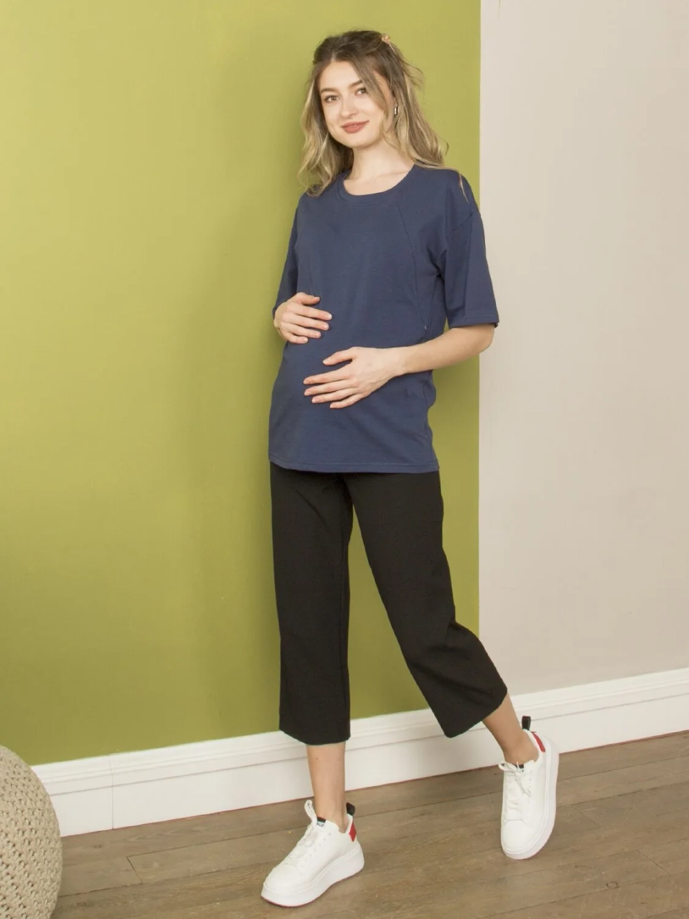 Брюки кюлоты для беременных 3349 т.синий