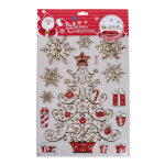 Наклейка новогодняя 22*37 см, 4 вида микс , пакет