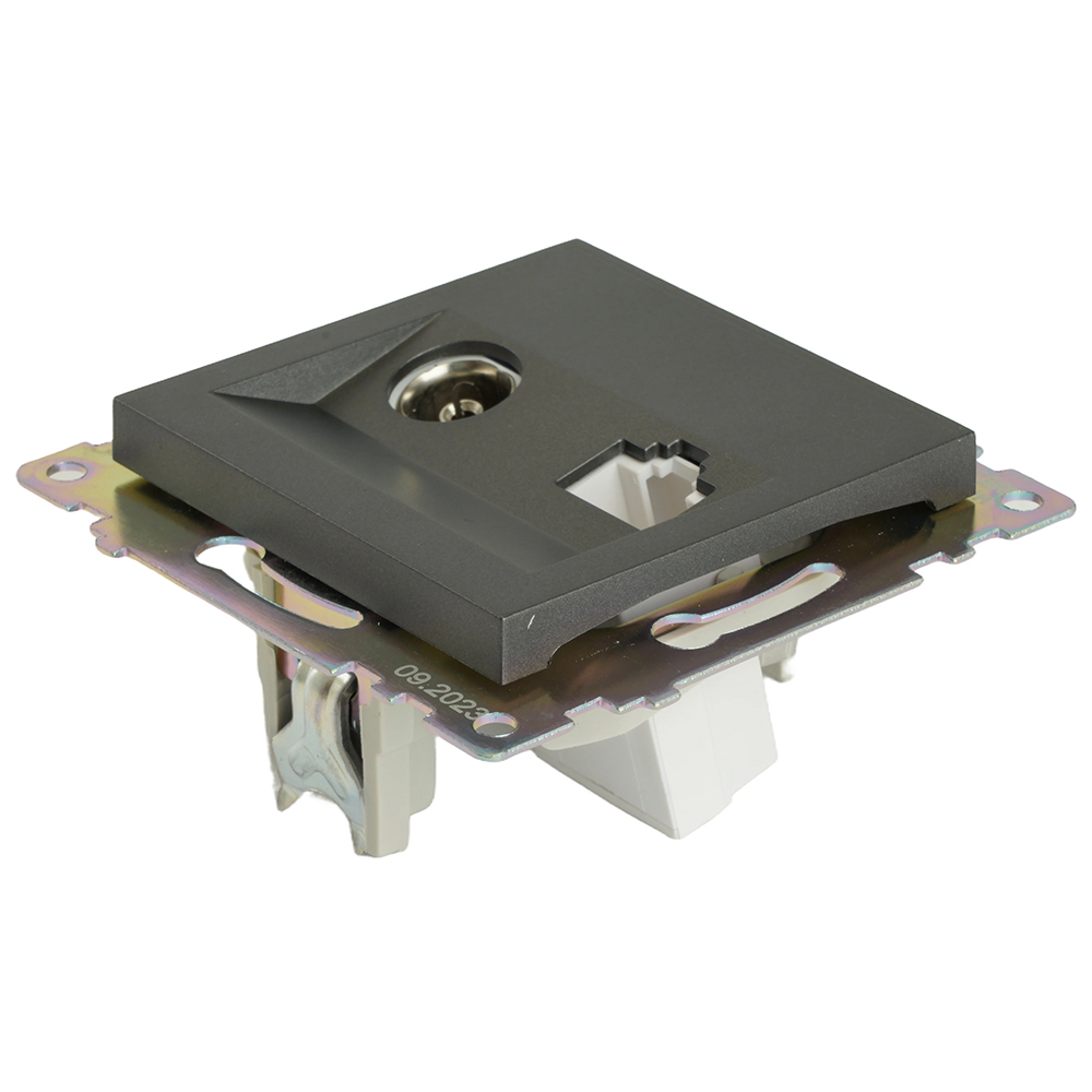 Розетка TV + компьютерная RJ-45 (механизм), серия Катрин, графит, GLS00-7106-06 49417