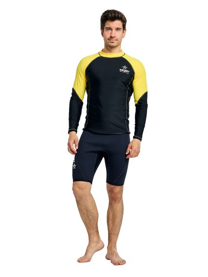 Футболка рашгард лонгслив Sargan Агидель UPF 50+ мужская черно-желтая