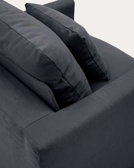 Кресло Nora со съемным чехлом и подушкой из льна и хлопка серо-антрацитовое 92 см