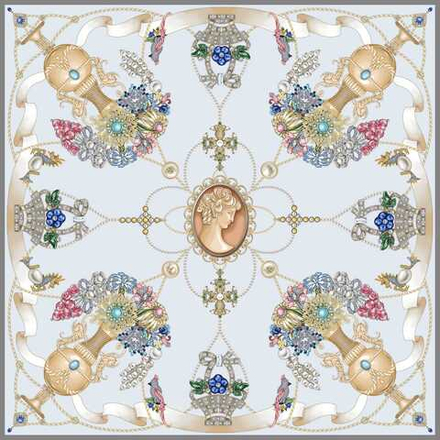 Платок «Винтажный гротеск» голубой 