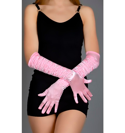 Перчатки атласные длинные розовый