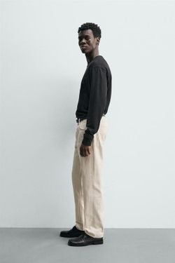 ZARA ДЖИНСЫ STRAIGHT FIT, ЖЕЛТОВАТО-БЕЛЫЙ