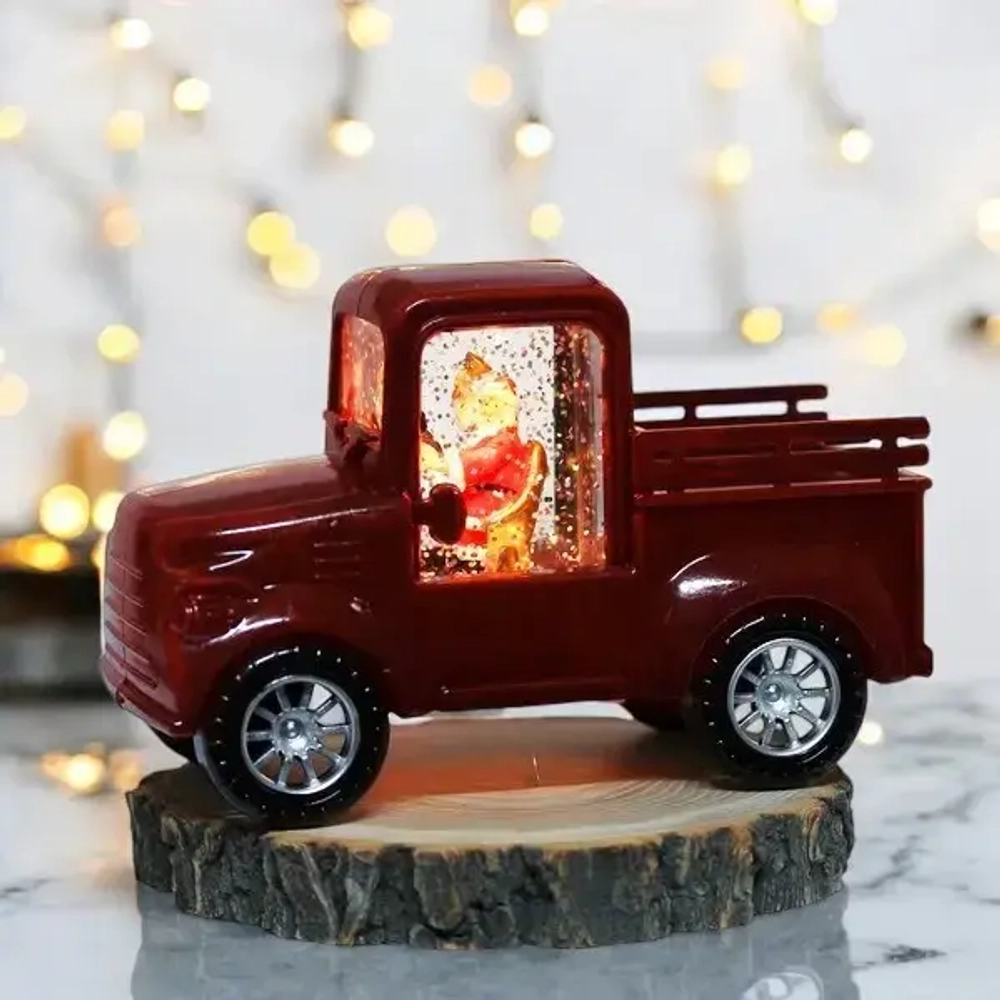 Сувенир с подсветкой «Сказочная машина» 15,5*7*9,5 см, Красный (работает от батареек LR44*3)