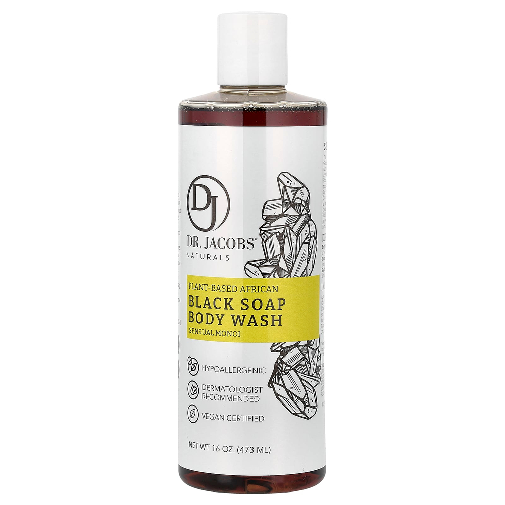Dr. Jacobs Naturals, Африканское черное мыло для душа на растительной основе, Sensual Monoi, 473 мл (16 унций)