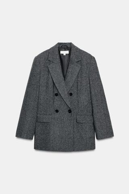 ZARA ДВУБОРТНЫЙ БЛЕЙЗЕР ОВЕРСАЙЗ, СЕРЫЙ