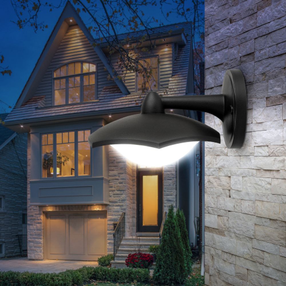 Садово-парковый светильник ЭРА ДБУ 07-8-007 Дели 5 черный 6 гранный настенный IP44 светодиодный 8Вт 6500K