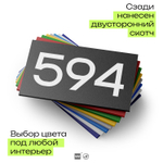 Номер на дверь 594, табличка на дверь для офиса, квартиры, кабинета, аудитории, склада, черная 120х70 мм, Айдентика Технолоджи