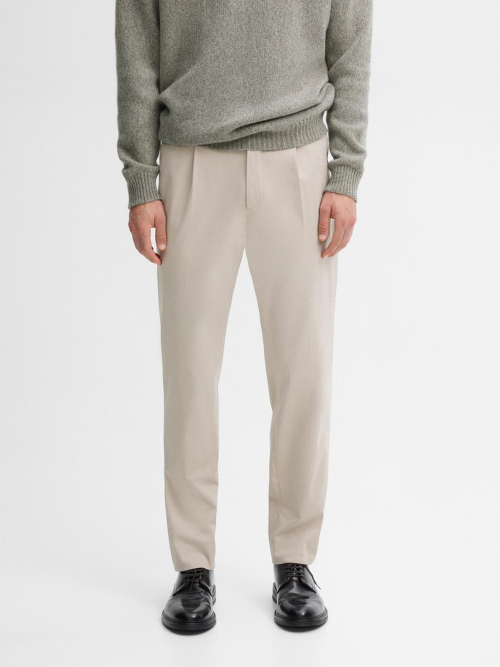 Massimo Dutti Костюмные брюки из смесового хлопка, песочный