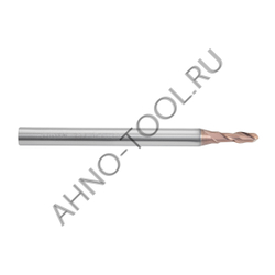 Фреза твердосплавная сферическая  2.5мм (L=50, l=5, хв=4) Z2 35° по стали, нерж., чугуну BRGM-2B-R1.