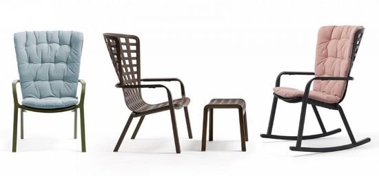 Лаунж кресло Folio белое пластиковое с розовой подушкой Nardi Италия