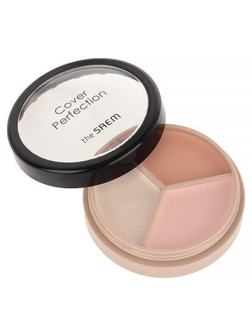 THE SAEM Консилер для лица трехцветный/Cover Perfection Triple Pot Concealer 05 Dark Up Beige, 4.5г/4.5г/4.5г