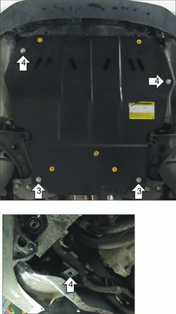 Защита картера Двигателя, КПП. 2 мм, Сталь. для Volkswagen Caddy 2010-2021 MOTODOR.02734