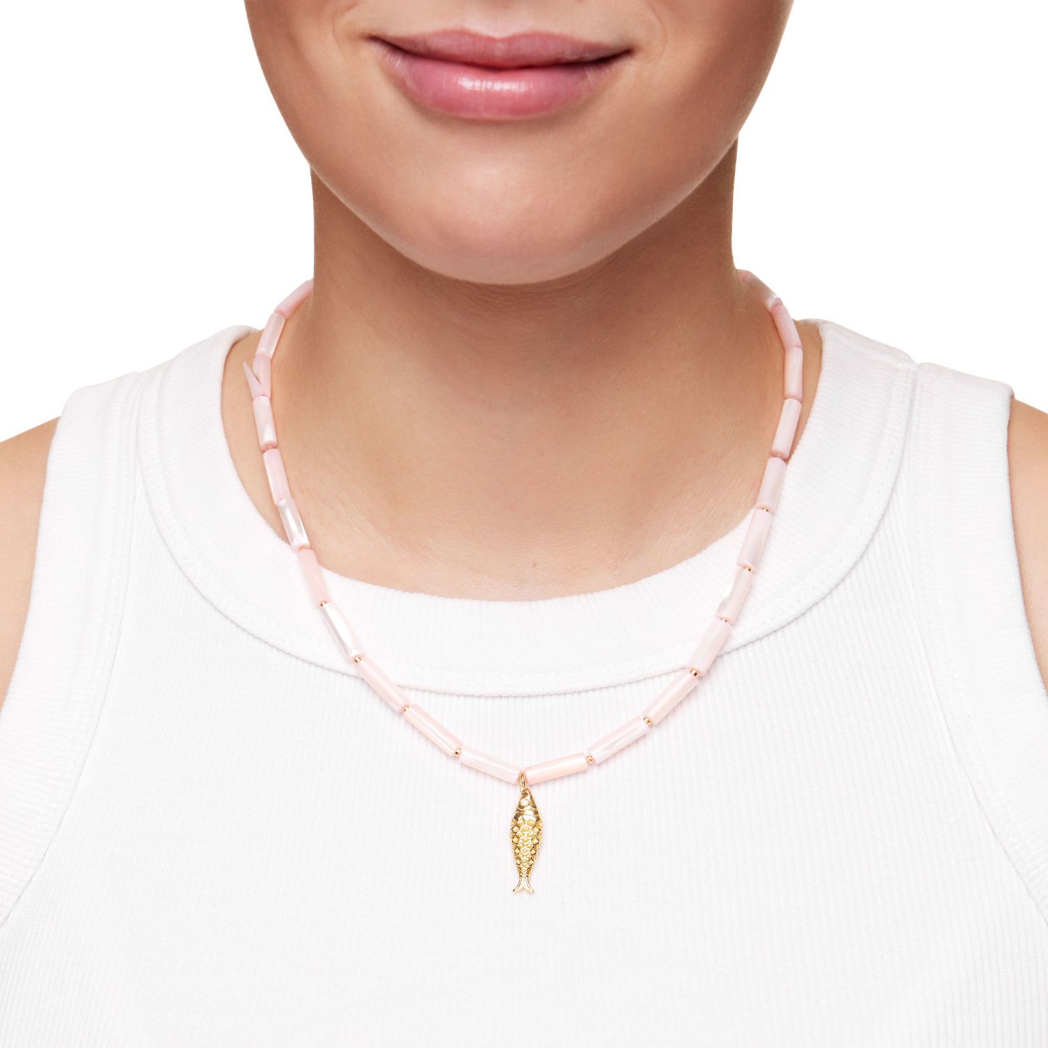 Колье Gold Fish Tube Necklace - Pink