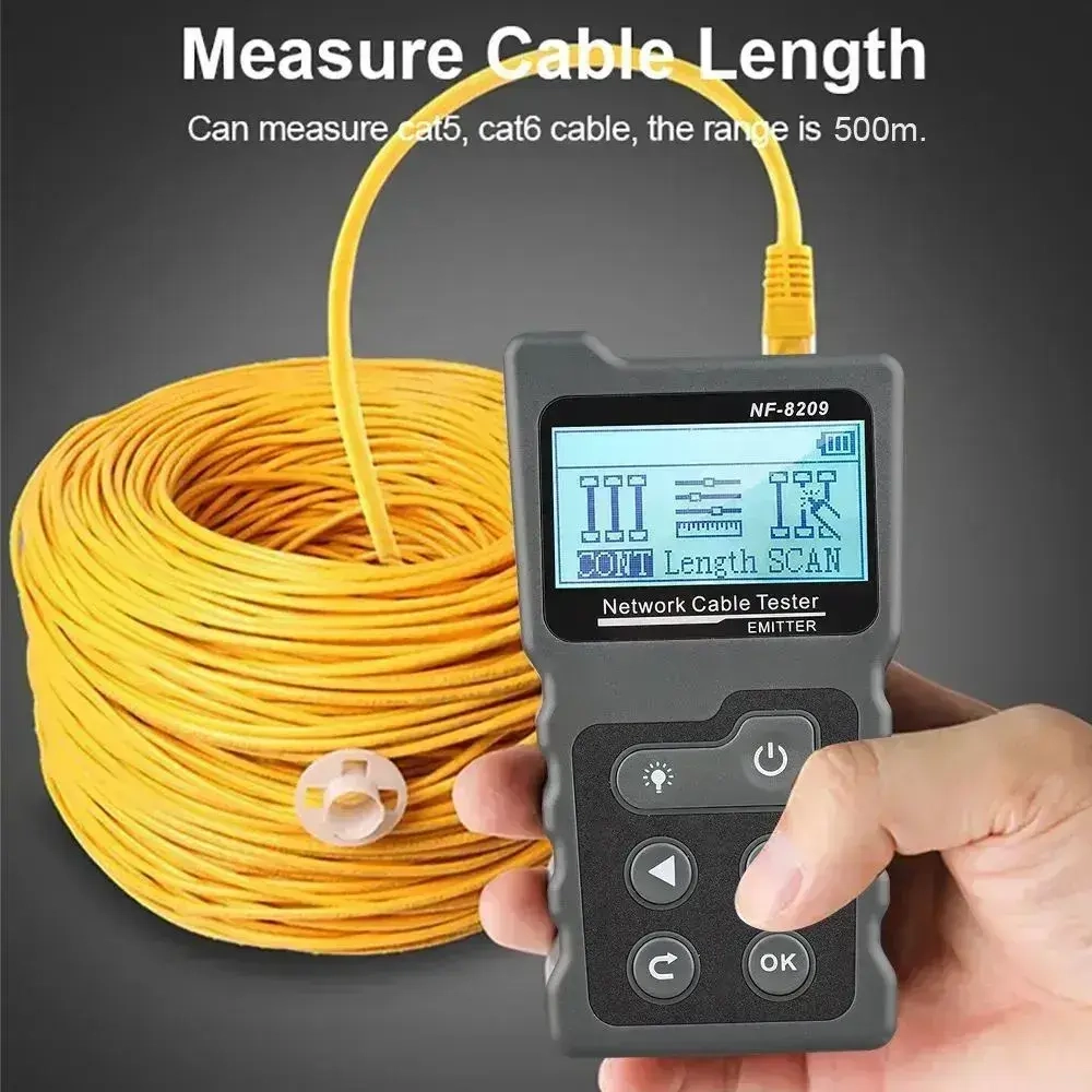 Кабельный тестер NF-8209 Noyafa поиск дефектов витой пары измеритель длины PoE кабельный трекер