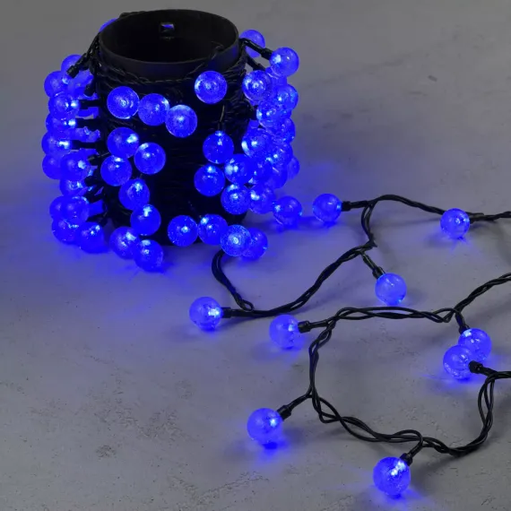 Светодиодная гирлянда шарики Пузырьки 10 м., 220V., 100 синих LED ламп 23 мм., коннектор, черный ПВХ, LTC (PCS-100B-B)