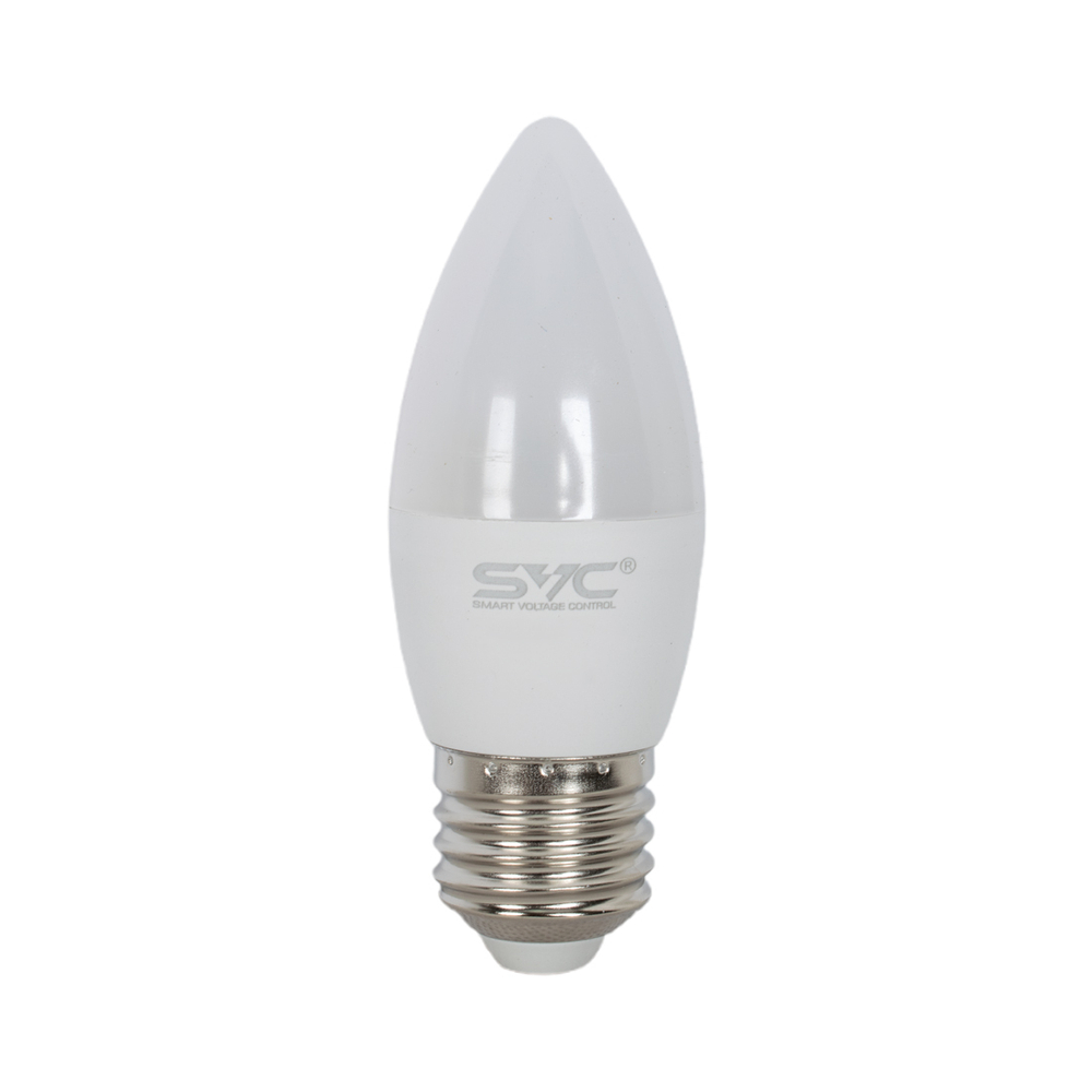 Лампа светодиодная SVC LED C35-7W-E27-3000K Свеча Тёплый